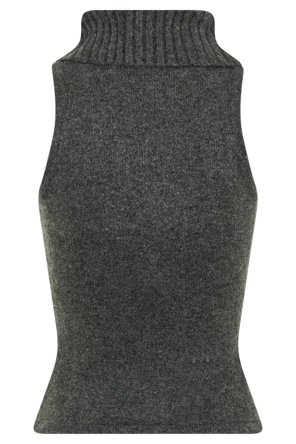 Top en tricot à col montant Elise - Gris anthracite chiné
