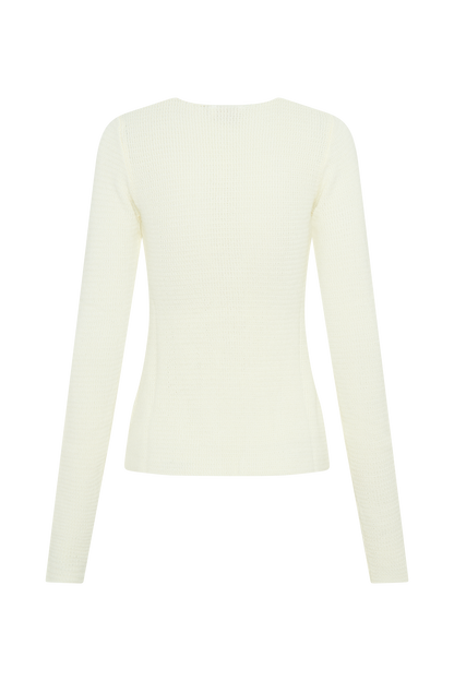 Top à manches longues Noah avec nœud en tricot - Ivoire