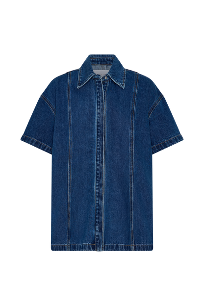 Chemise en jean oversize Maya - Bleu foncé