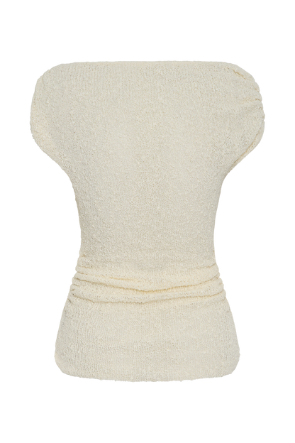 Top en tricot bouclé à épaules dénudées Chloe - Ivoire