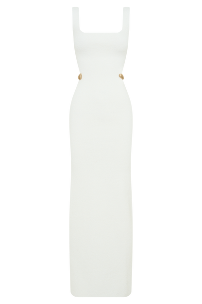 Robe Maxi en Tricot à Découpes Alysanne - Blanche
