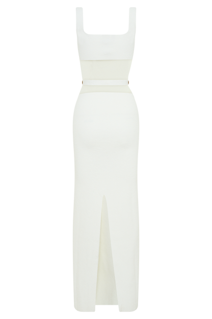 Robe Maxi en Tricot à Découpes Alysanne - Blanche