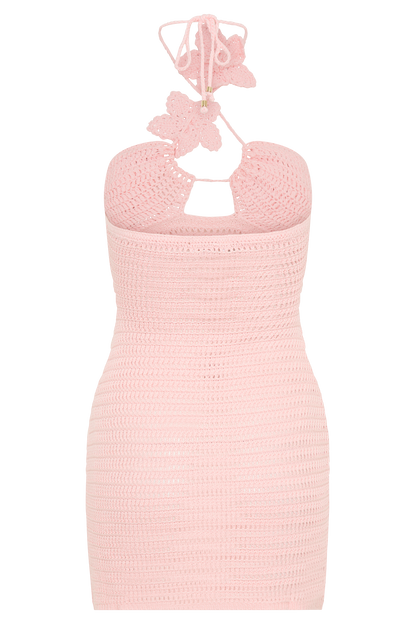 Robe mini en crochet floral Kyla - Rose