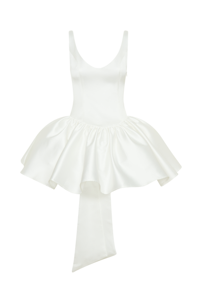 Mini-robe Felicia en satin avec nœud - Blanc