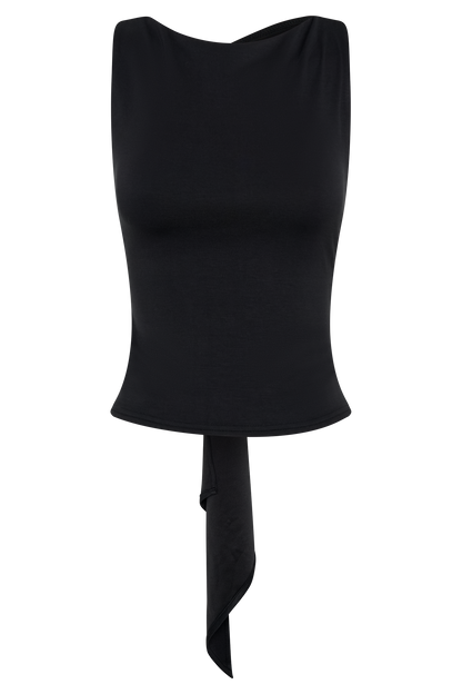Top asymétrique en jersey scuba Catelyn - Noir