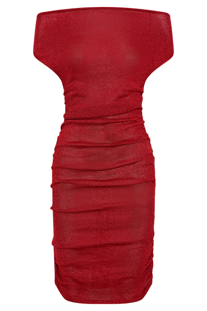 Mini-robe en tricot à épaules dénudées Pasha - Rouge