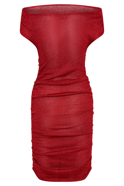 Mini-robe en tricot à épaules dénudées Pasha - Rouge
