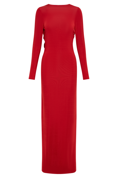 Robe Maxi Évasée à Manches Longues Bennett - Rubis