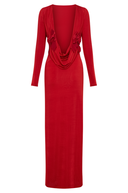 Robe Maxi Évasée à Manches Longues Bennett - Rubis