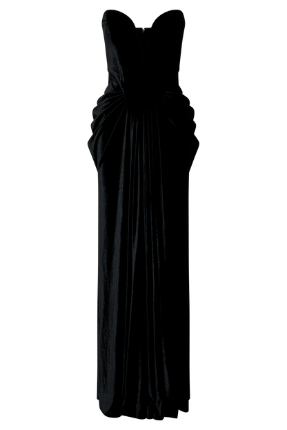 Robe Maxi en Velours Sans Bretelles Paige - Noir