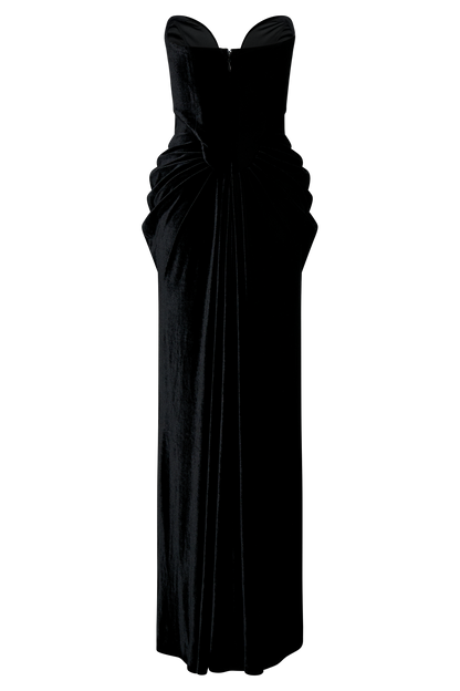 Robe Maxi en Velours Sans Bretelles Paige - Noir