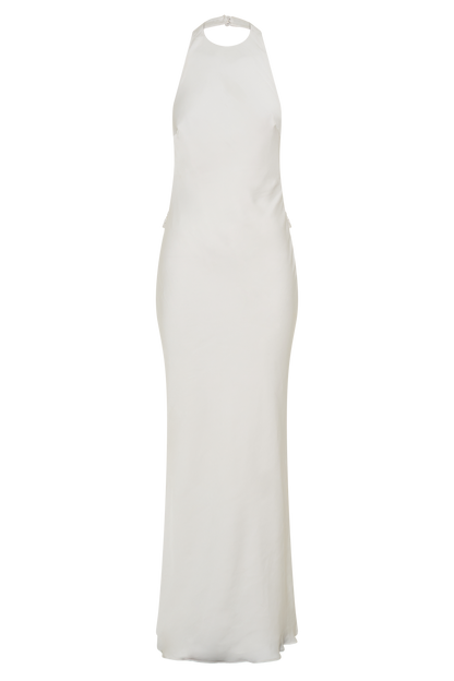 Robe Maxi Halter en Satin Rinna - Ivoire