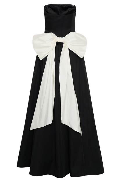 Frances Strapless Bow Maxi Dress - Black
