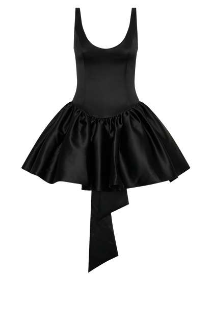 Mini-robe en satin Felicia avec nœud - Noir