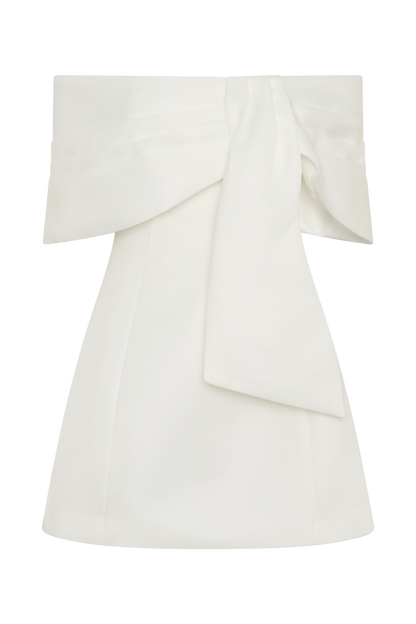 Robe mini Gloria à épaules dénudées et drapée - Blanche