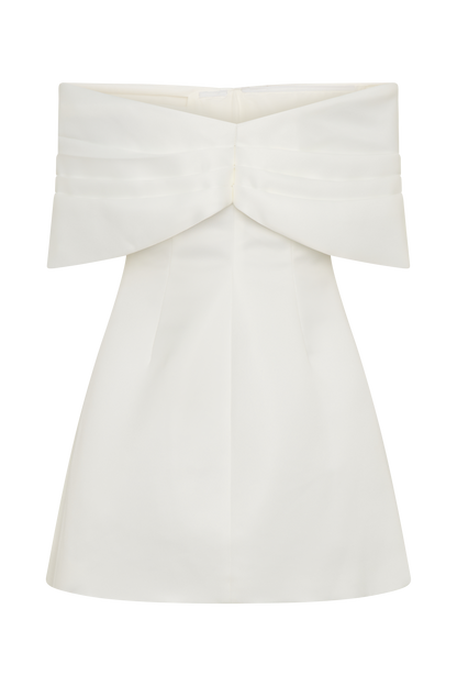 Robe mini Gloria à épaules dénudées et drapée - Blanche
