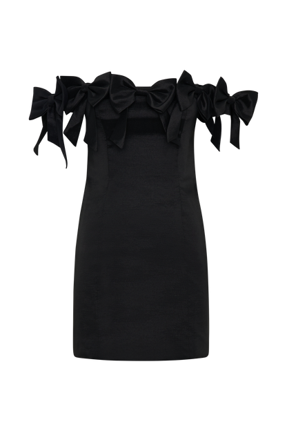 Mini-robe rose sans bretelles avec nœud - Noir
