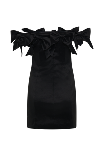 Mini-robe rose sans bretelles avec nœud - Noir