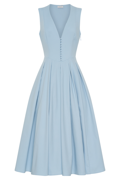 Robe midi sans manches en coton Keely - Bleu ciel