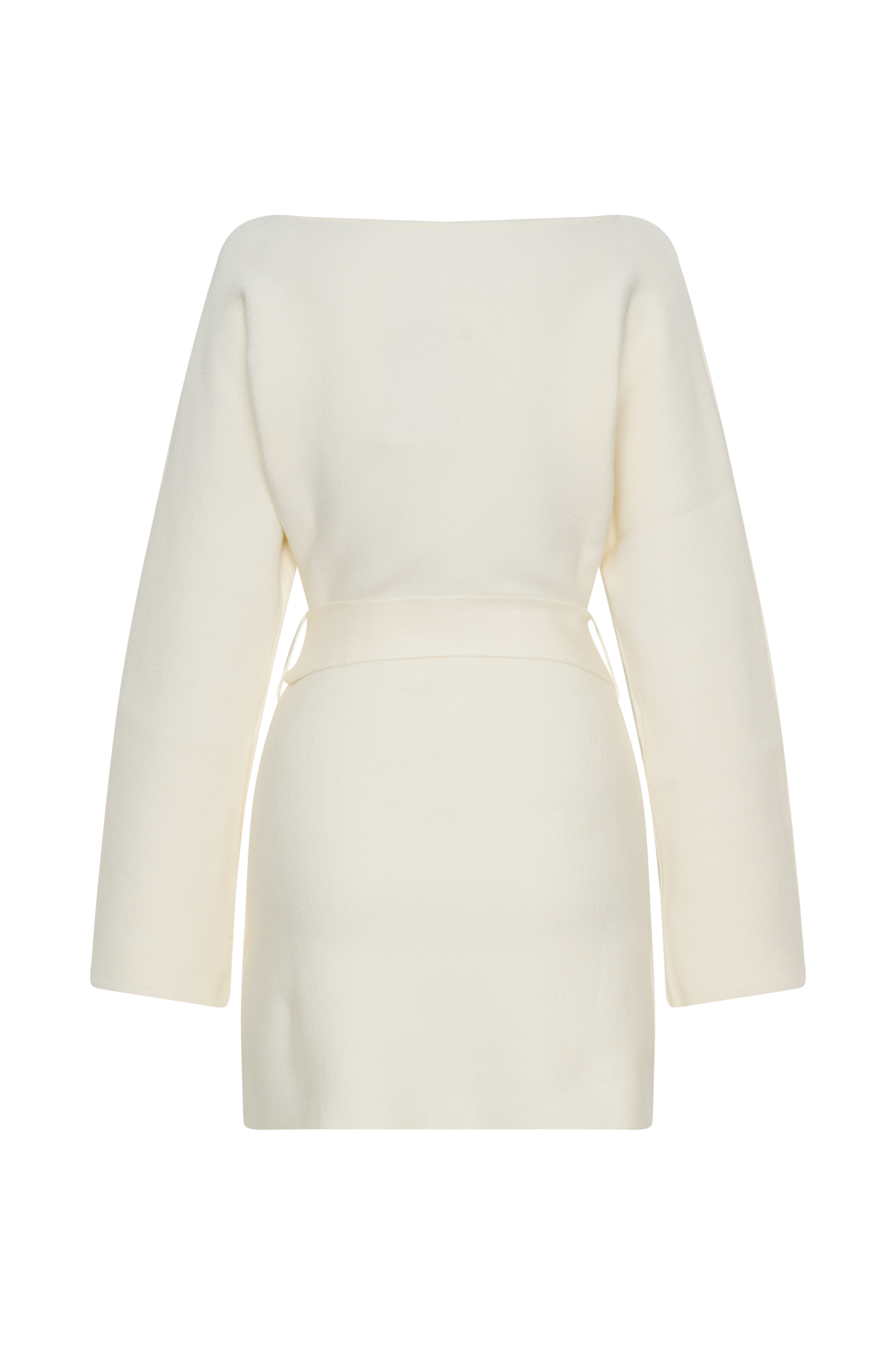 Mini-robe en tricot Kassie à nouer avec ceinture - Ivoire