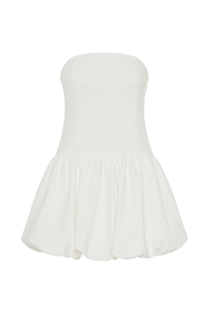 Robe mini trapueuse sans bretelles Clementina - Blanche
