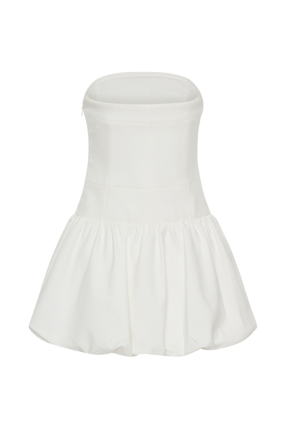 Robe mini trapueuse sans bretelles Clementina - Blanche
