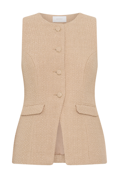 Gilet sans manches Camilla en bouclé - Taupe clair