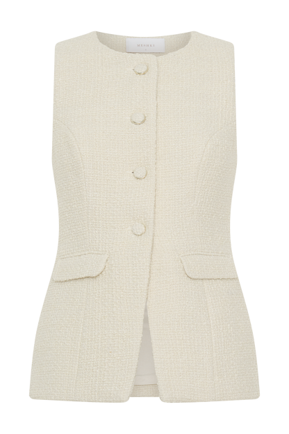 Gilet sans manches Camilla en bouclette - Ivoire