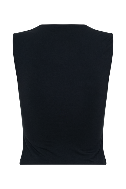 T-shirt en modal avec bordure en dentelle Tatianna - Noir