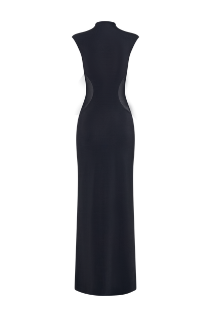 Robe Maxi Massie en Jersey et Maille - Noir