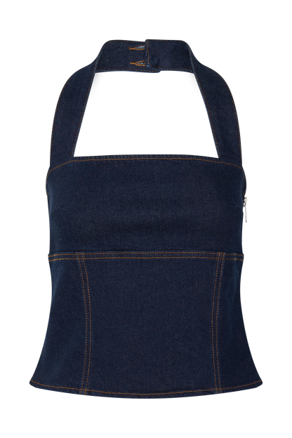 Haut en jean Dayna à porter en bandoulière - Bleu indigo