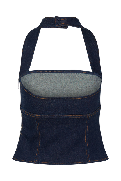 Haut en jean Dayna à porter en bandoulière - Bleu indigo