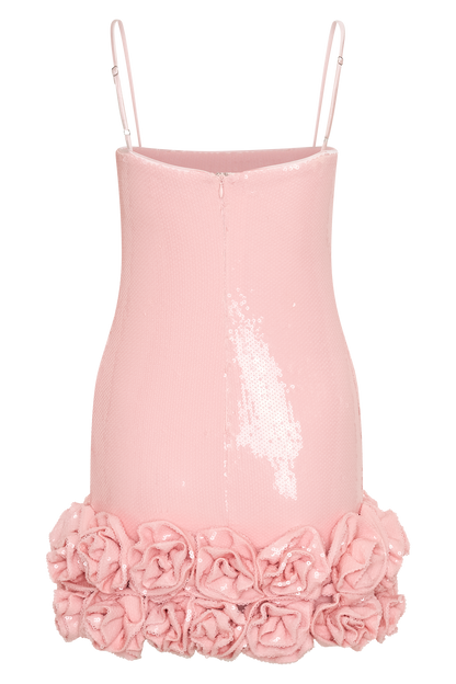 Mini-robe à fleurs et paillettes Faye - Rose pâle