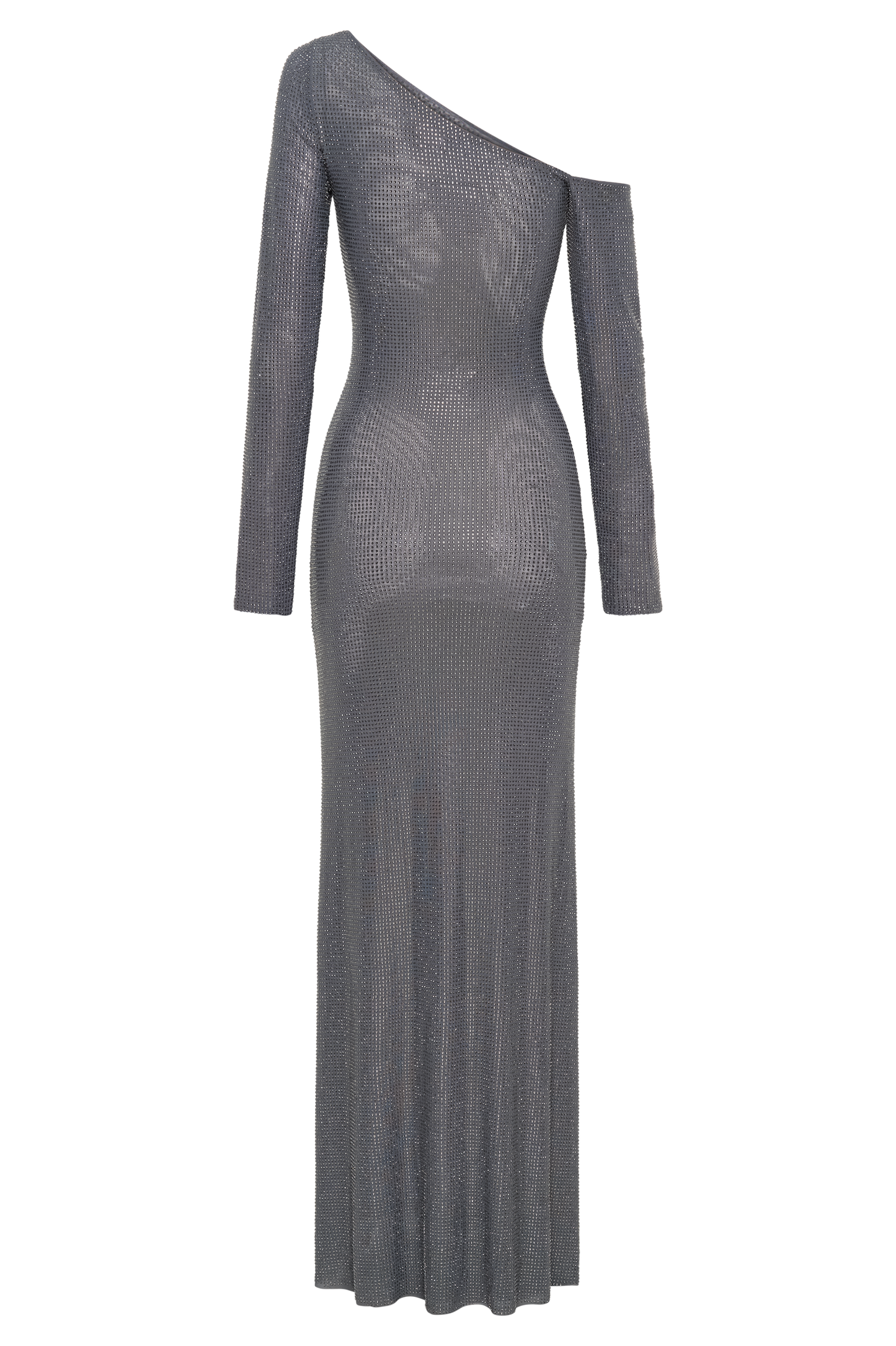 Marcia Diamante Robe Maxi à Manches Longues - Gris Anthracite