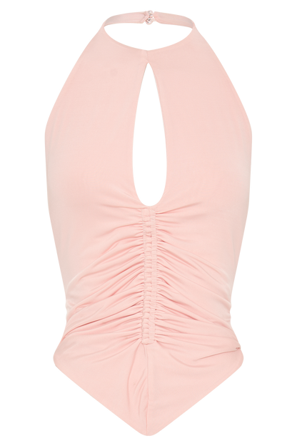 Halter Top à volants Linda Slinky - Rose Pâle