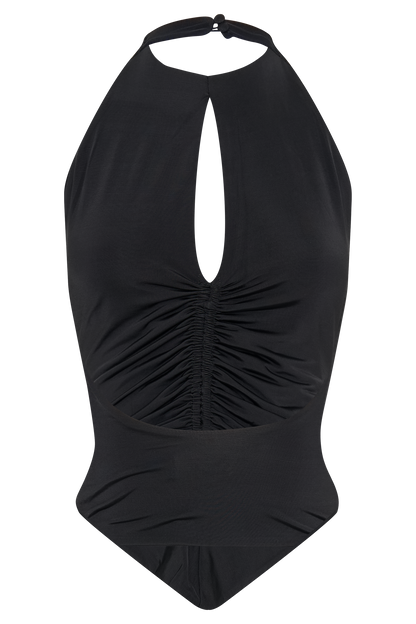 Halter-top à volants Linda Slinky - Noir