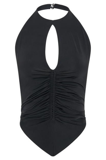 Halter-top à volants Linda Slinky - Noir