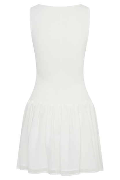 Robe mini en jersey et mousseline de soie Ashleigh - Ivoire