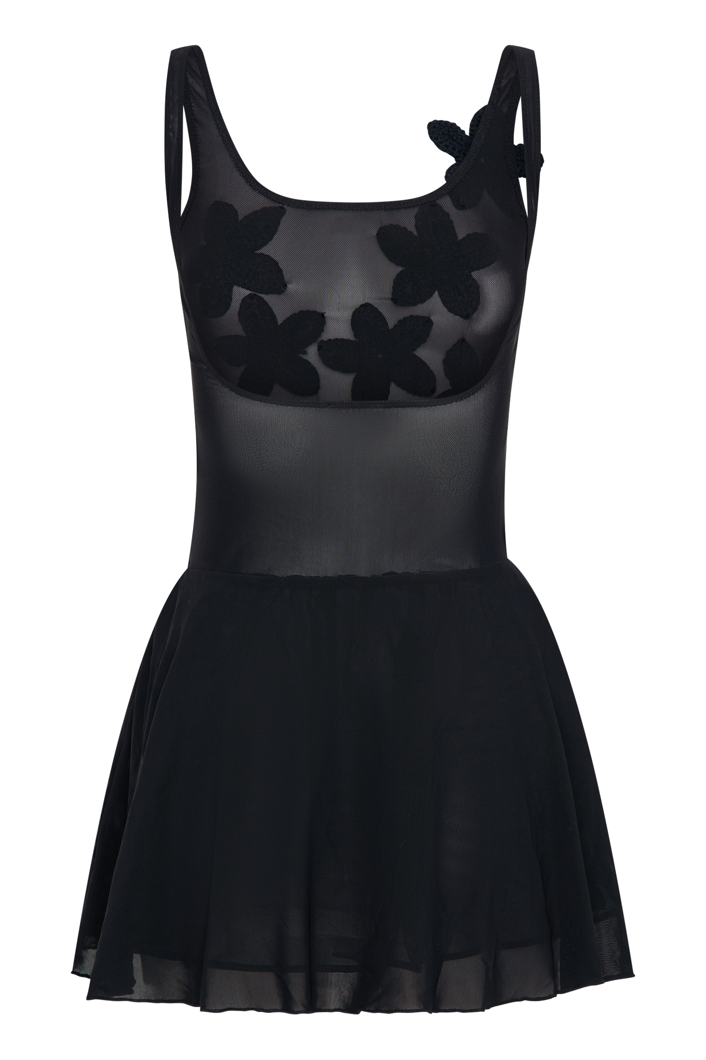 Mini-robe en maille Melanie avec fleurs - Noir