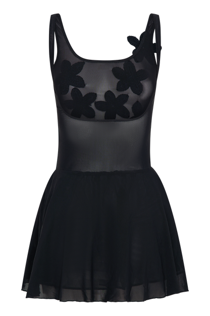 Mini-robe en maille Melanie avec fleurs - Noir