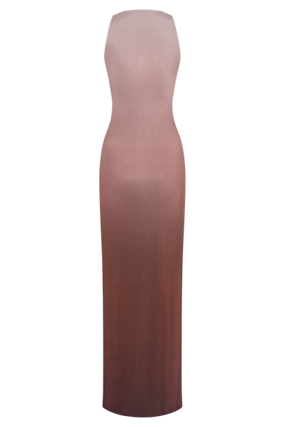 Robe Maxi Stella à drapage et matière fluide - Ombre Mocha