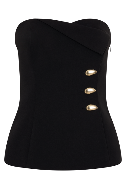 Lindie, haut de tailleur sans bretelles - Noir