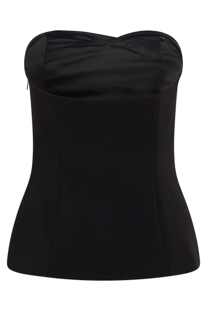 Lindie, haut de tailleur sans bretelles - Noir
