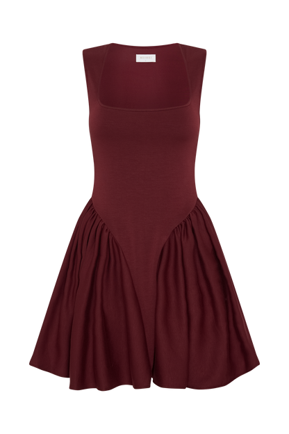 Mini-robe en jersey scuba Sharon - Vin rouge