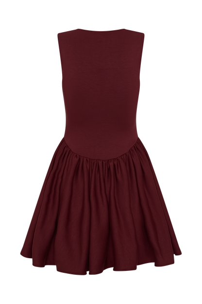 Mini-robe en jersey scuba Sharon - Vin rouge