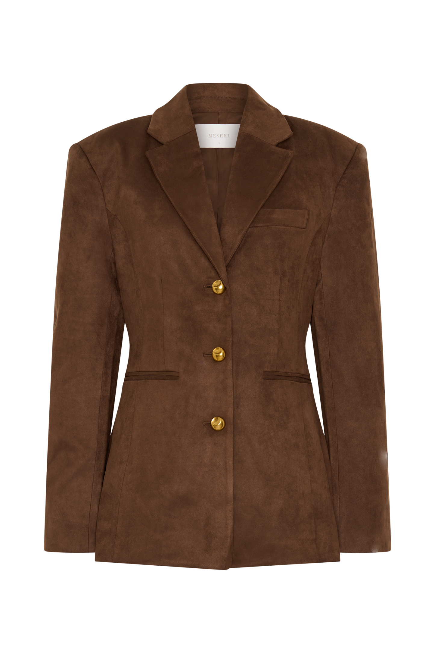 Blazer taille haute en faux daim Sally - Chocolat au lait