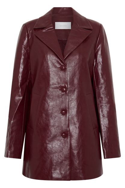 Manteau en simili cuir Deborah - Rouge cerise