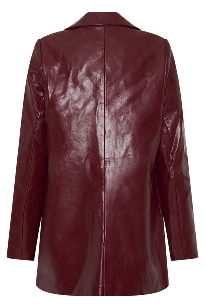 Manteau en simili cuir Deborah - Rouge cerise