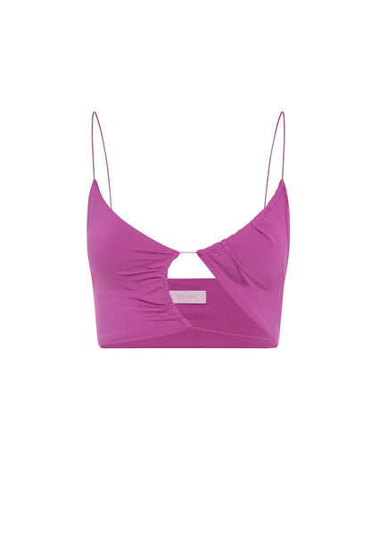 Crop top Montana à découpes et volants - Violet