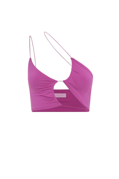 Crop top Montana à découpes et volants - Violet